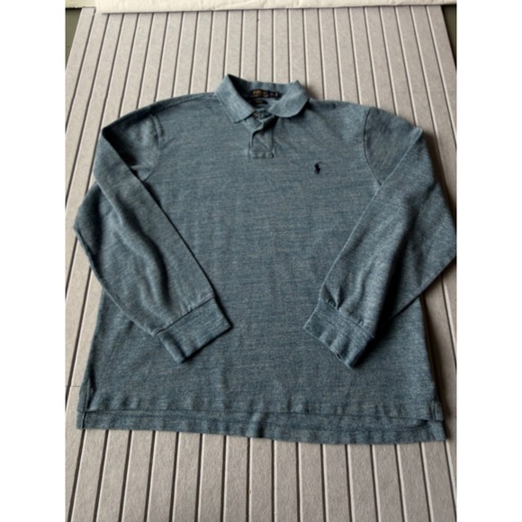 Polo Ralph Lauren Other - Polo Ralph Lauren Mens XL Slim Fit Long Sleeve Polo Shirt Blue Heathered Knit